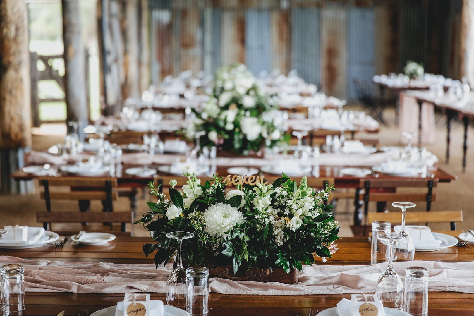 Yandina Station’s Dairy Barn weddings set for a rustic reception.