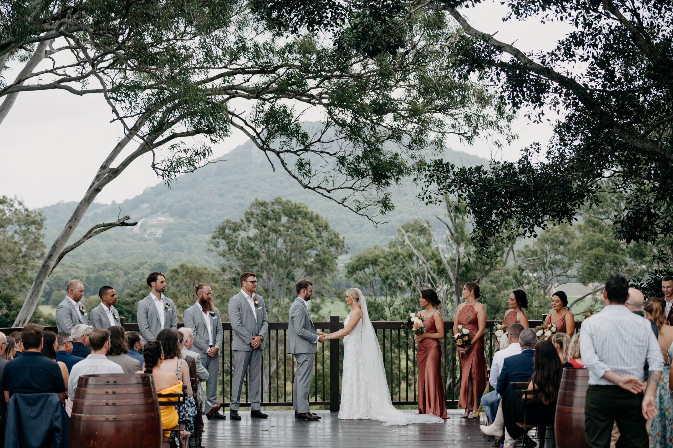 A couple celebrating at an Affordable Wedding Venues Sunshine Coast – Yandina Station.