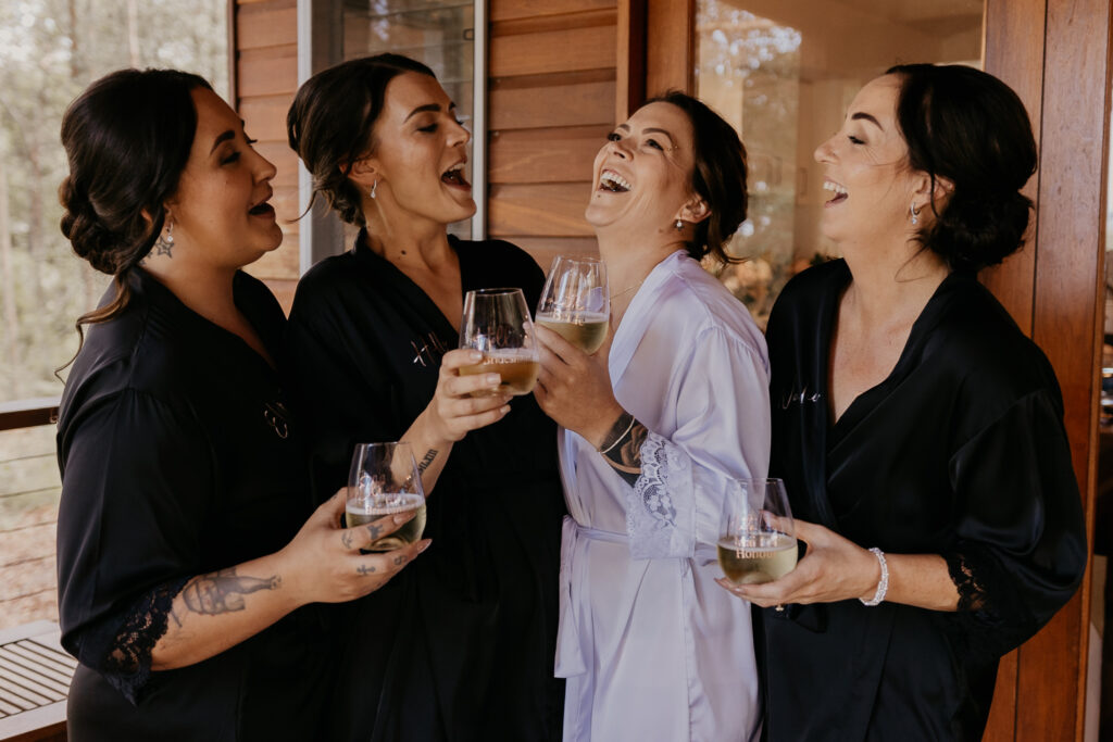 chic celebration with the bridesmaids in sunshine coast hinterland wedding venues with a boutique wedding experiences