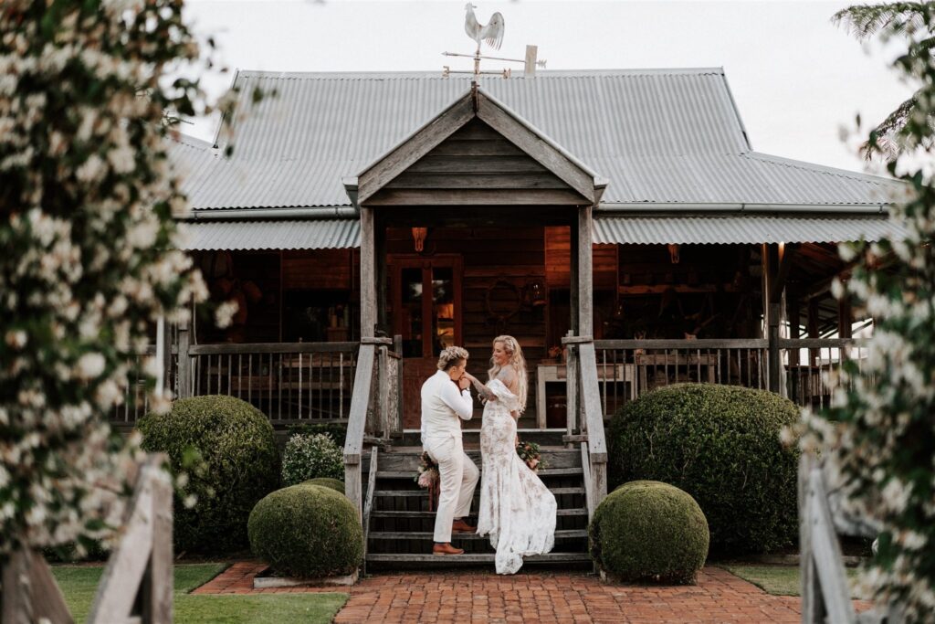 Heritage cottage accommodation at Yandina Station wedding venue with self-contained facilities for wedding guests
